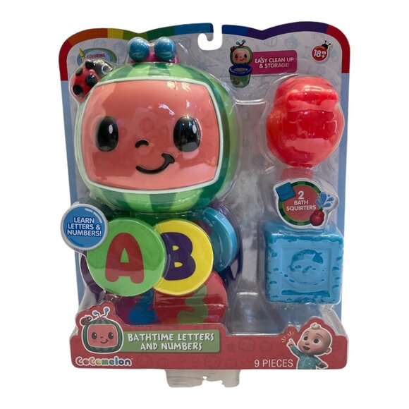 Cocomelon Bathtime Letters and Numbers 9pc Set Age 18 Mo+, New Sealed Box - Picture 1 of 10